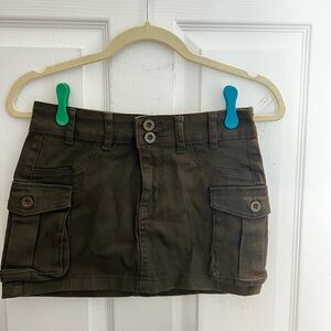 Olive Green Micro Cargo Skirt
